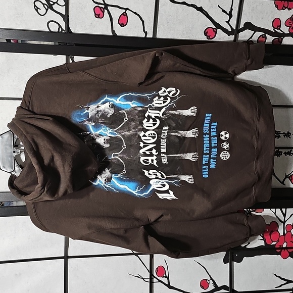 Popular Poison Los Angeles Self Made Club Dobermann Brown Hoodie Size Medium New - Picture 1 of 8